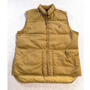 Browning Down Puffer Vest Mens Medium Brown Full Zip Hunting Outdoor Warm USA